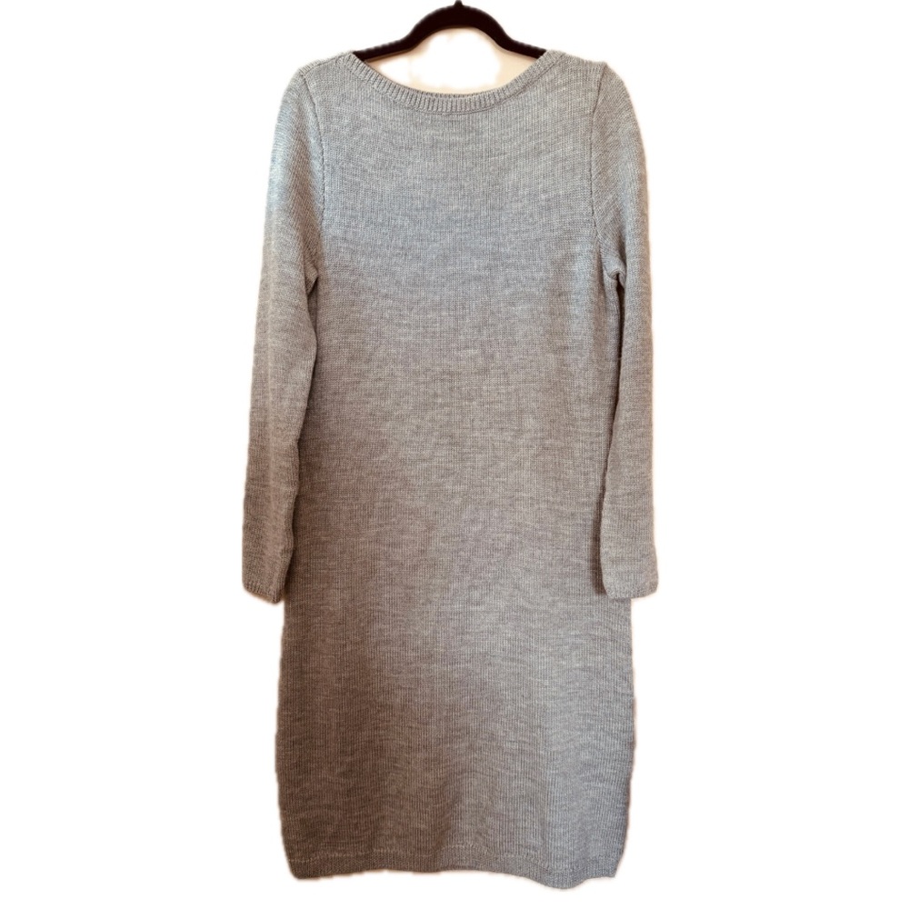 Lauren Ralph Lauren Taupe Gray 100% Wool Sweater Dress Size L